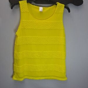 East 5th Ruffle Neon Yellow Sleeveless Textured Top Size Large NWOT